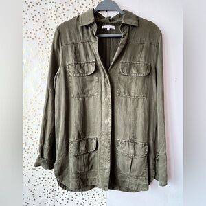 Willow & Clay Khaki Green Utility Snap Button Jacket size Small